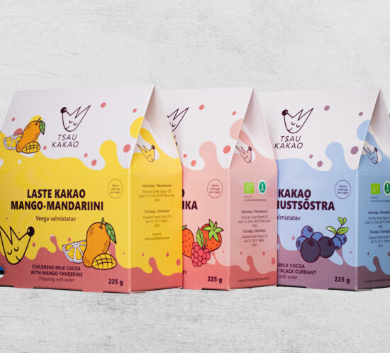 rõõmsad pakendid hallil taustal